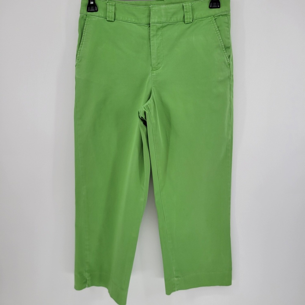 Coldwater Creek Womens Green Cropped Chino Pants Size 6 Cotton Stretch Straight